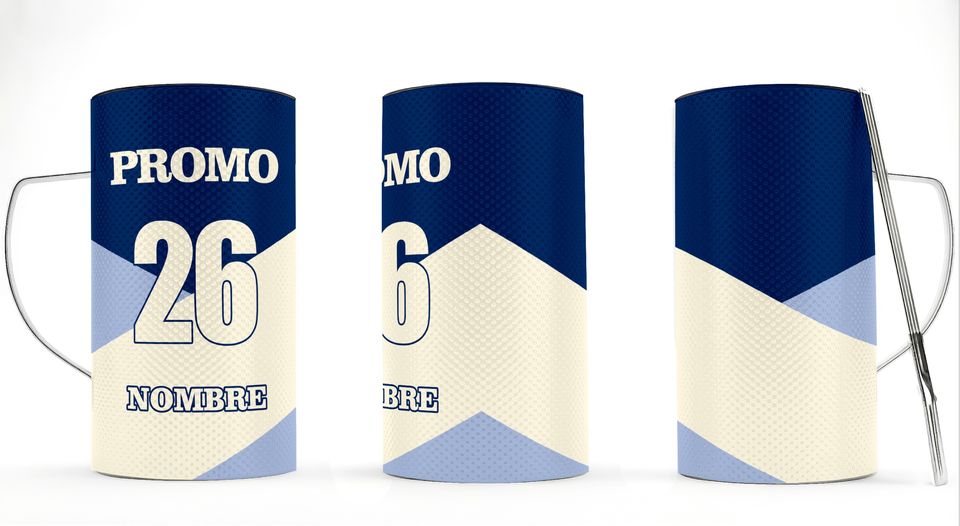 Muestra del vaso guira con el diseño de la promo